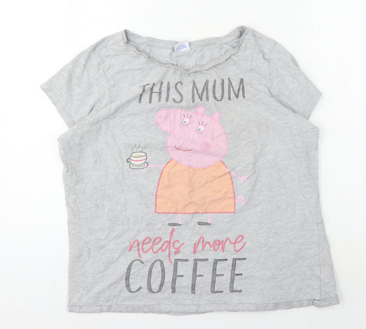 Peppa Pig Women's Grey T-Shirt Size 16 Casual Basic