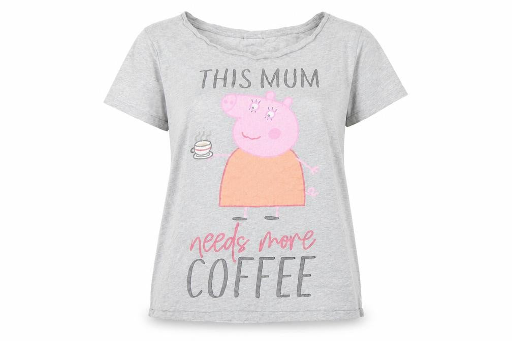 Front view of Peppa Pig Women's Grey T-Shirt, size 16, Casual Basic