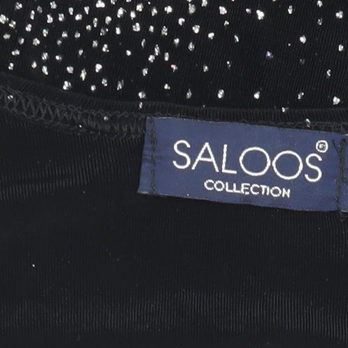 Saloos Women's Black M T-Shirt, Short Sleeve, Casual