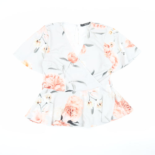 Quiz Women's Multicoloured Floral Wrap Blouse Size 12