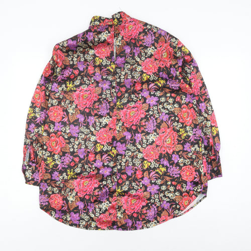 Zara Women's Multicoloured Floral Blouse, Size 8, Long Sleeve