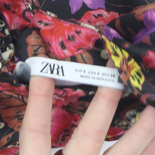 Zara Women's Multicoloured Floral Blouse, Size 8, Long Sleeve