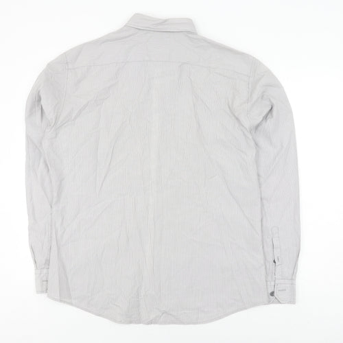 Marks and Spencer Men's Grey Striped Slim Fit Shirt