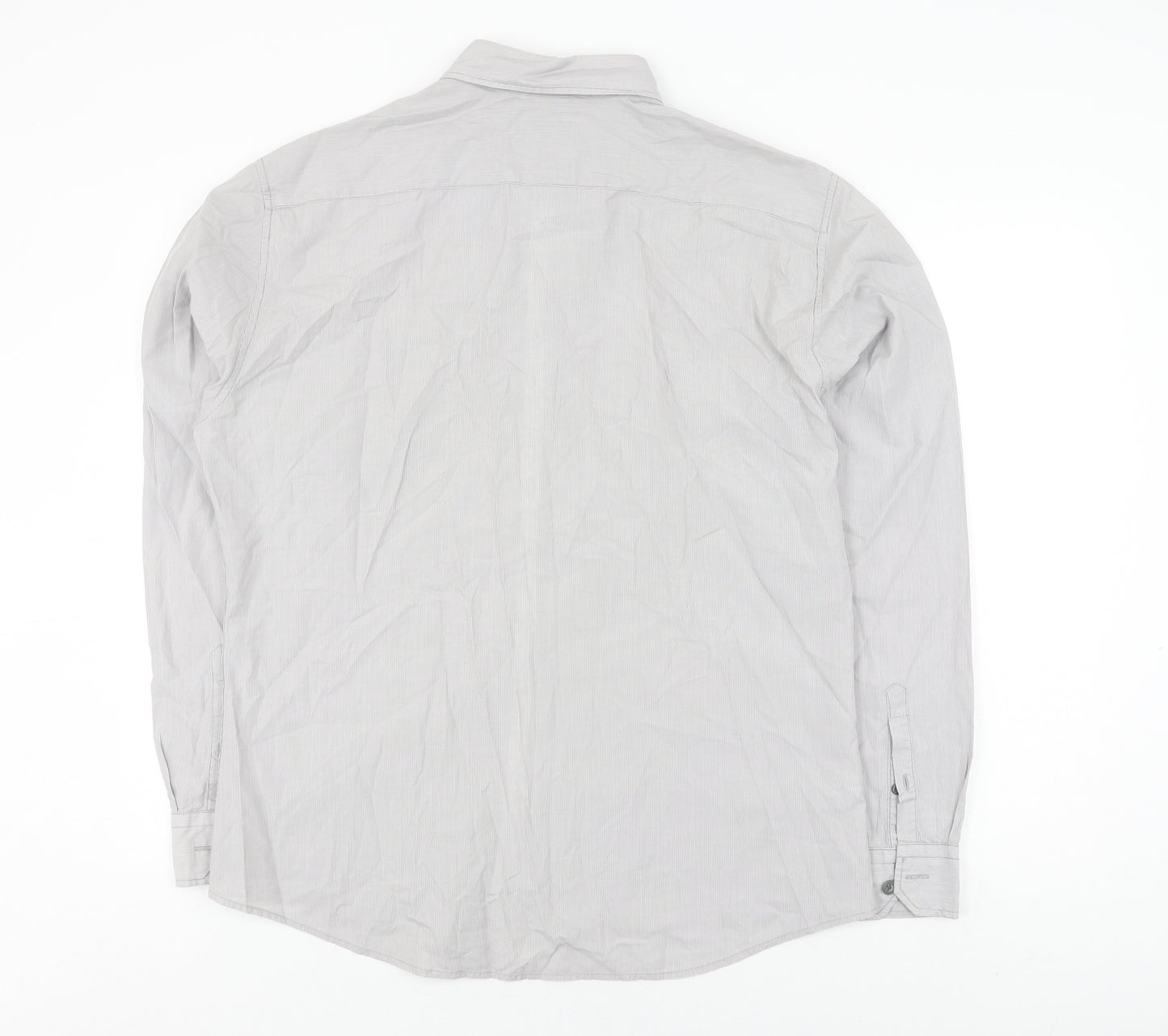 Marks and Spencer Men's Grey Striped Slim Fit Shirt