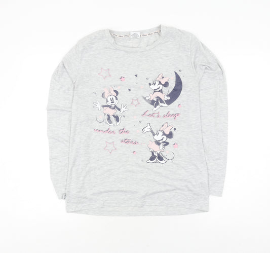 Front view of Tu Teens Grey Minnie Mouse Long Sleeve T-Shirt