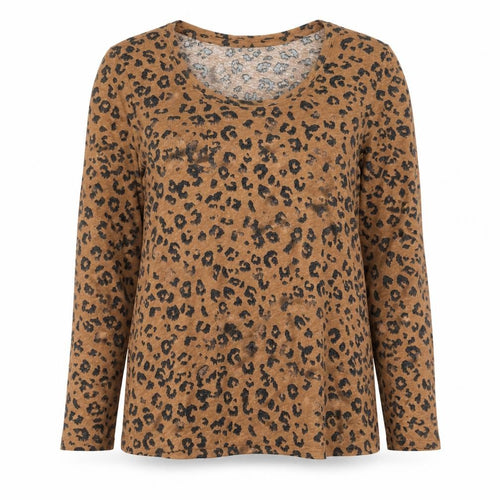 Marks & Spencer Brown Animal Print Scoop Neck T-Shirt, Size 10