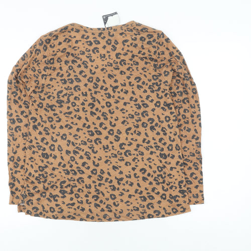 Marks & Spencer Brown Animal Print Scoop Neck T-Shirt, Size 10