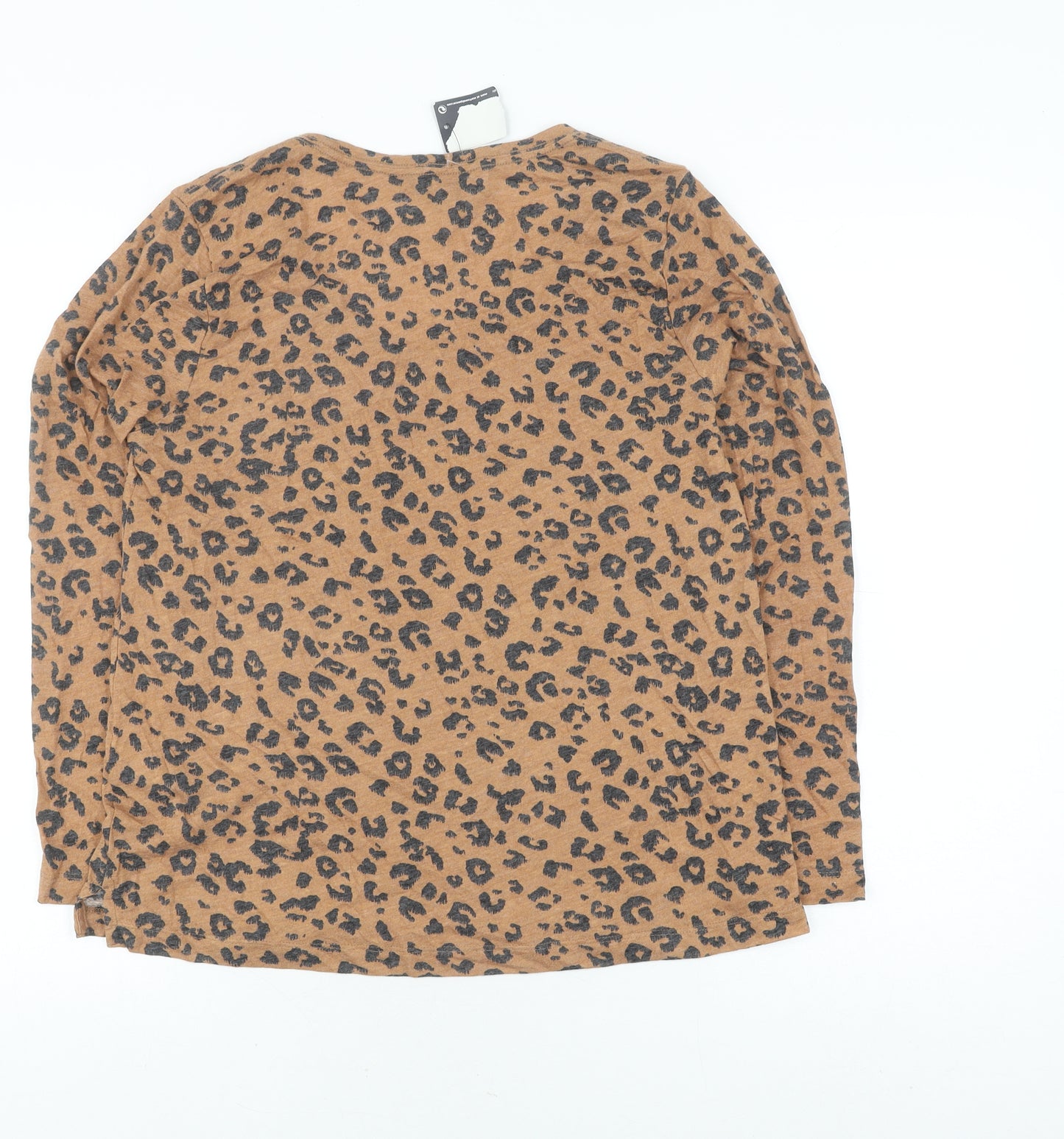 Marks & Spencer Brown Animal Print Scoop Neck T-Shirt, Size 10