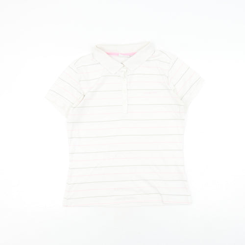LA Gear Women's White Striped Polo Shirt Size 14
