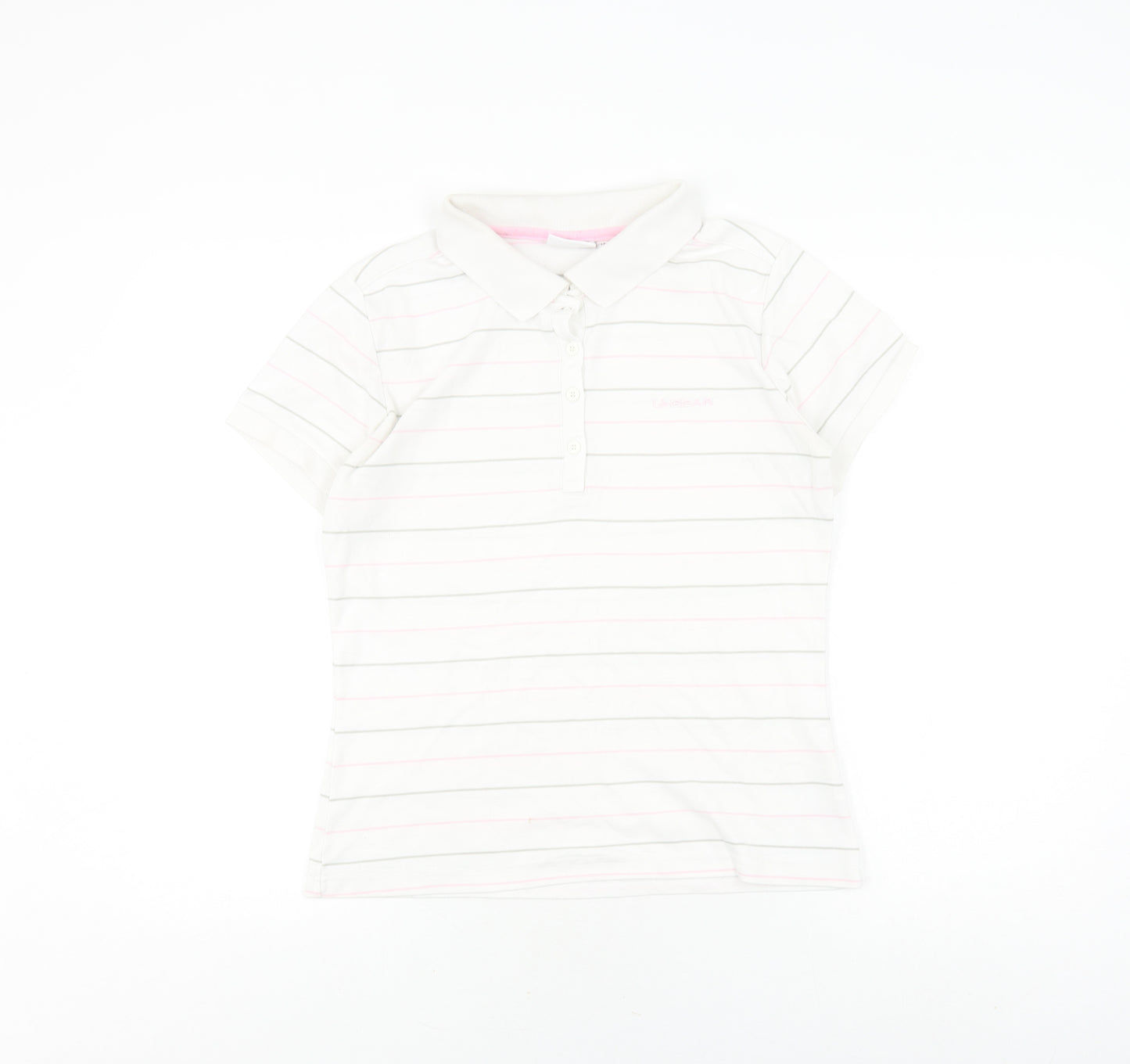LA Gear Women's White Striped Polo Shirt Size 14