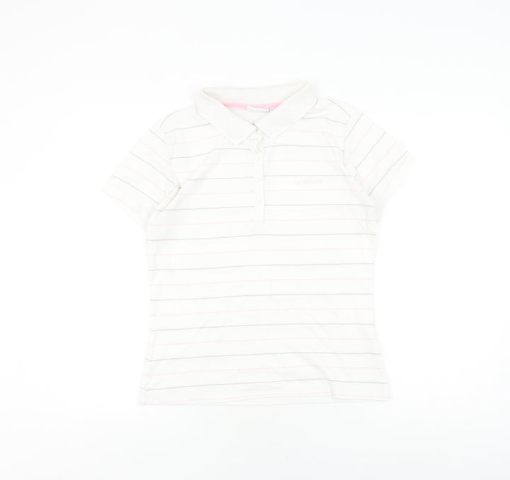 LA Gear Women's White Striped Polo Shirt Size 14