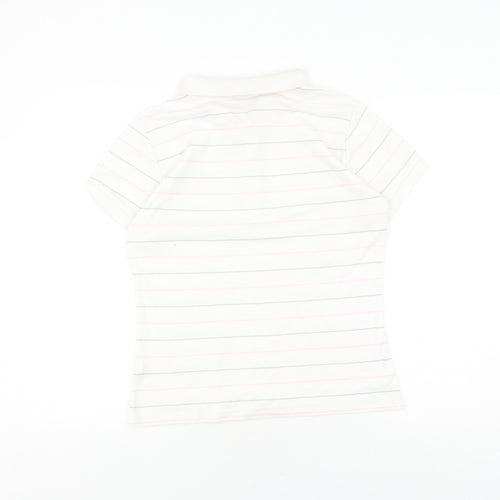 LA Gear Women's White Striped Polo Shirt Size 14