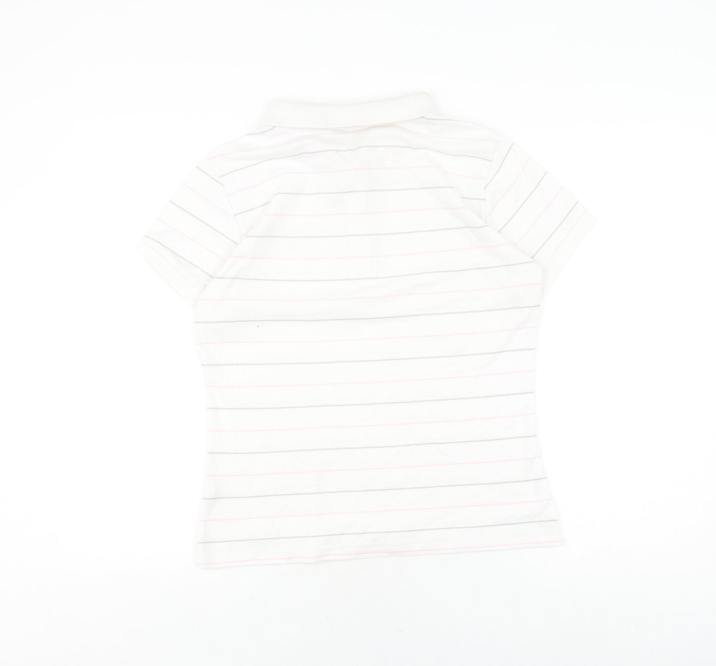 LA Gear Women's White Striped Polo Shirt Size 14