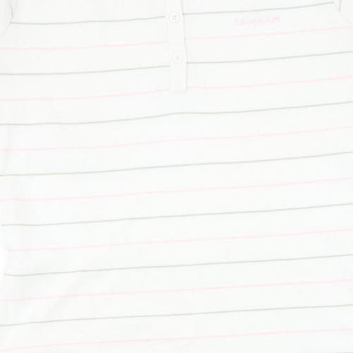 LA Gear Women's White Striped Polo Shirt Size 14