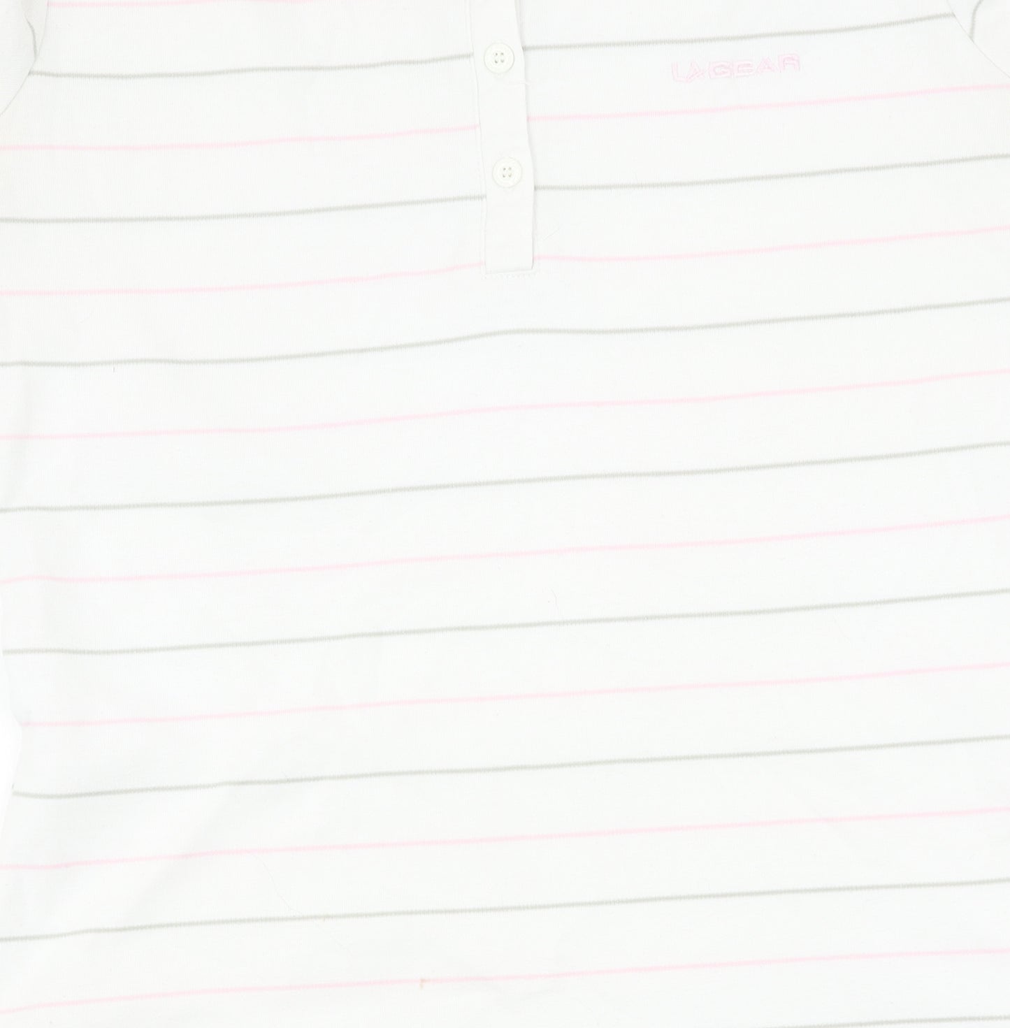 LA Gear Women's White Striped Polo Shirt Size 14