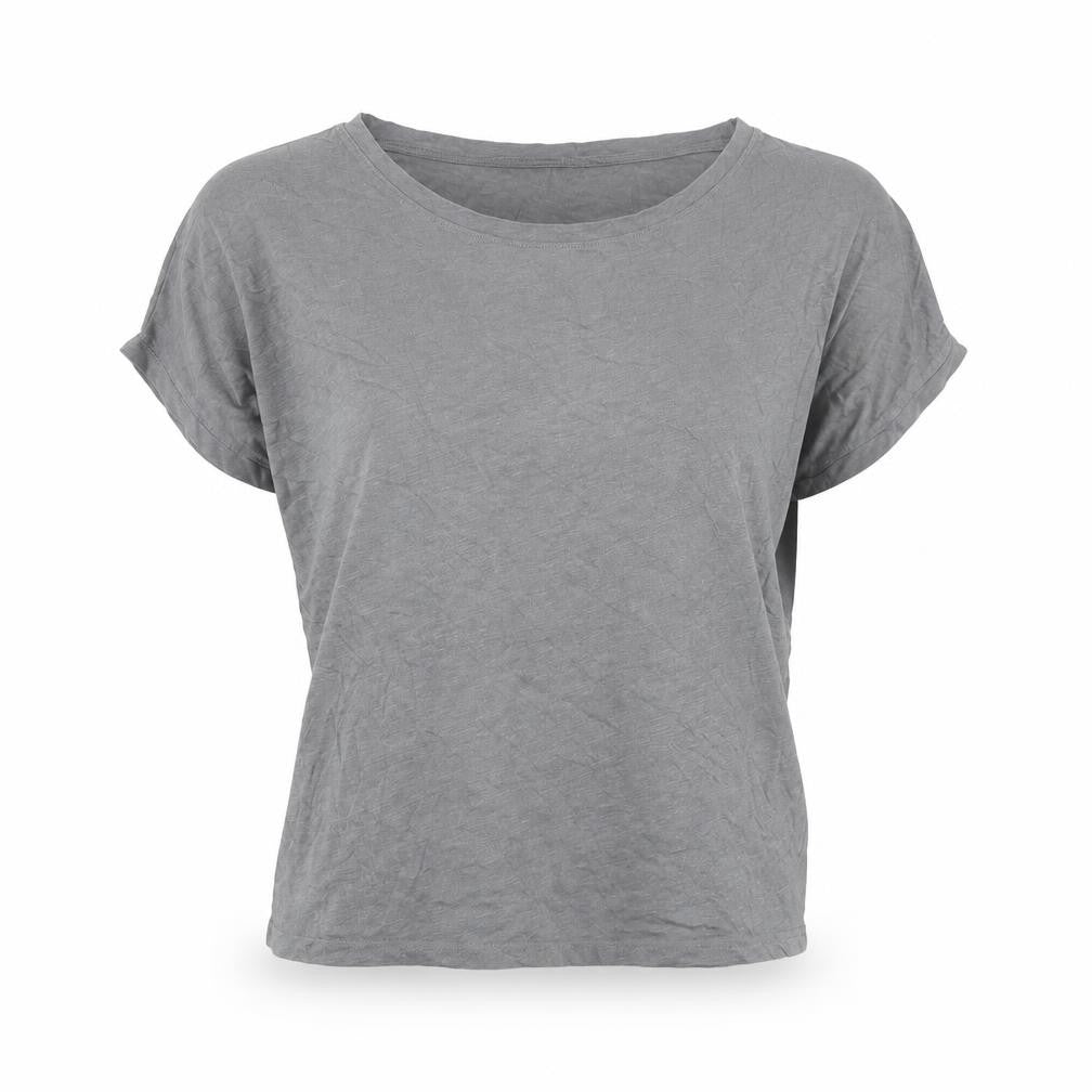 Front view of Mountain Warehouse women’s grey basic t-shirt, size UK 10