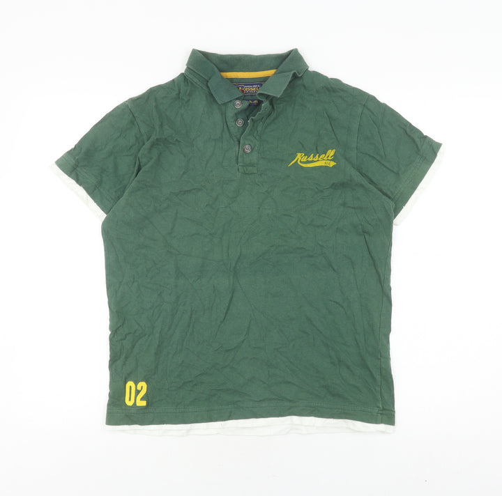 Russell Athletic Men's Green Polo Shirt Medium