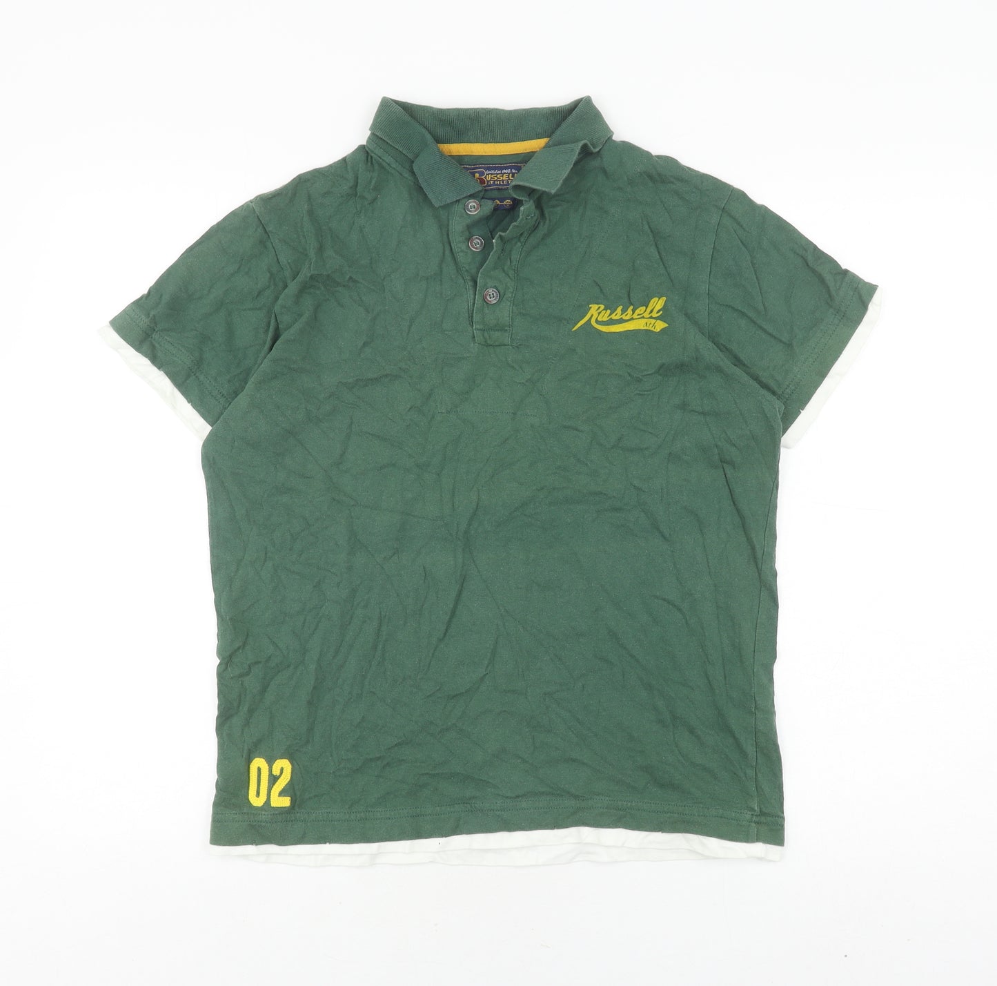 Russell Athletic Men's Green Polo Shirt Medium