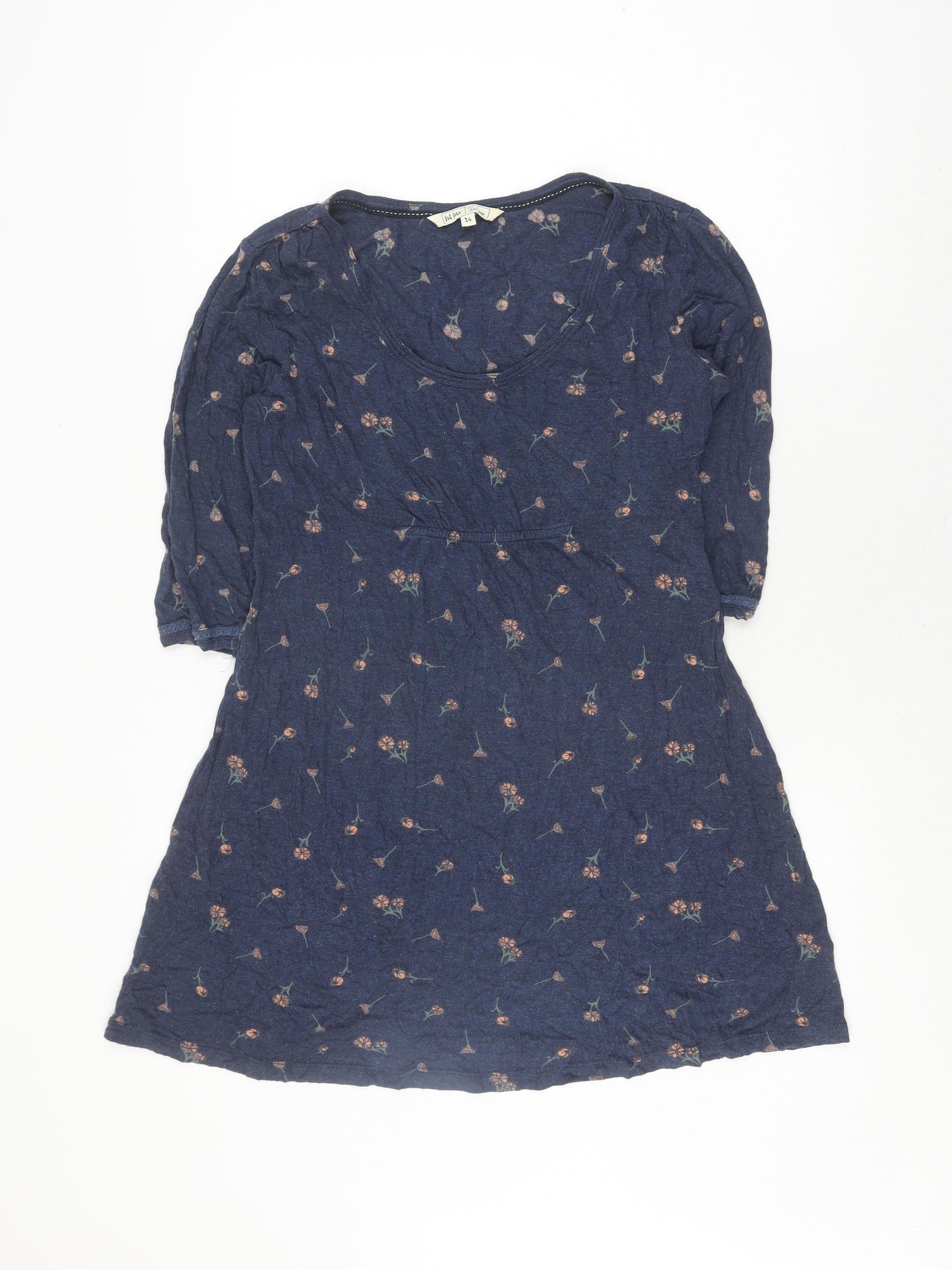 Fat Face Women's Blue Floral Viscose Dress Size 14