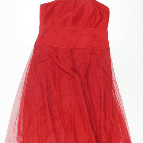 Debenhams Women's Red A-Line Strapless Dress - Size 12