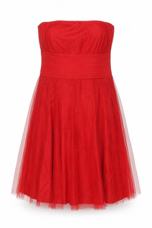 Front view of Debenhams Women's Red A-Line Strapless Dress -, size 12
