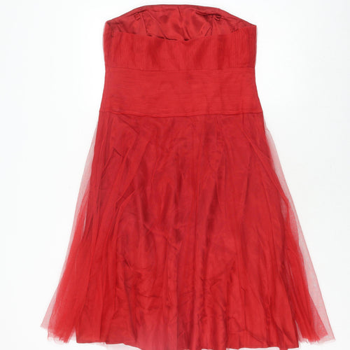 Debenhams Women's Red A-Line Strapless Dress - Size 12