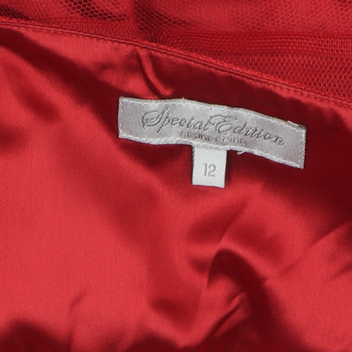 Debenhams Women's Red A-Line Strapless Dress - Size 12