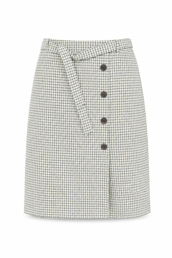 Front view of Topshop Women's Multicoloured Check Wrap Skirt, size 16