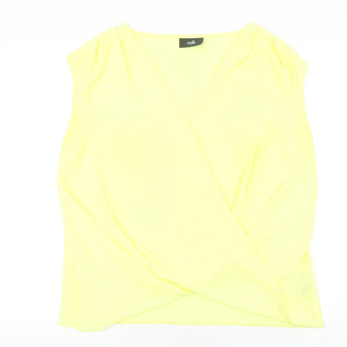 Wallis Women's Yellow Wrap Blouse S Sleeveless