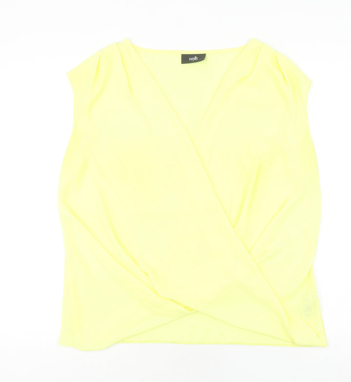 Wallis Women's Yellow Wrap Blouse S Sleeveless
