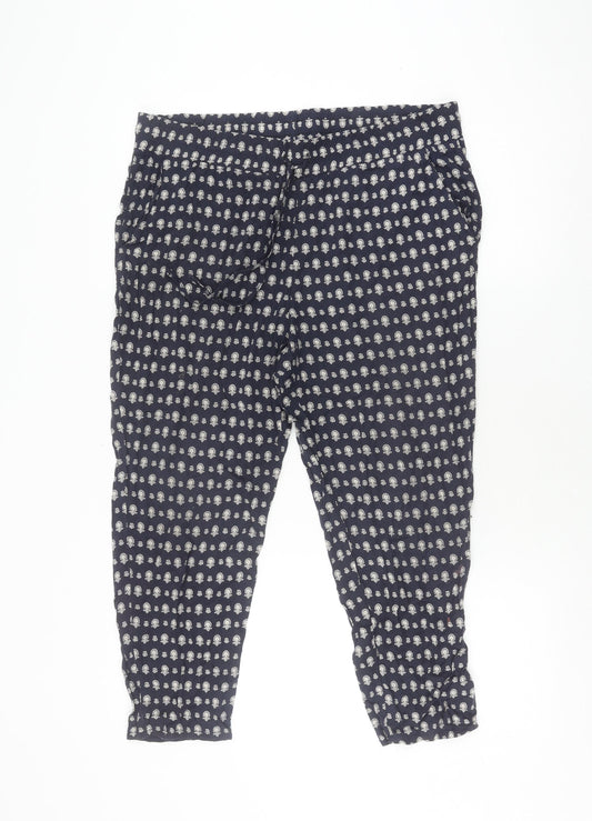 Marks and Spencer Women's Blue Geometric Trousers