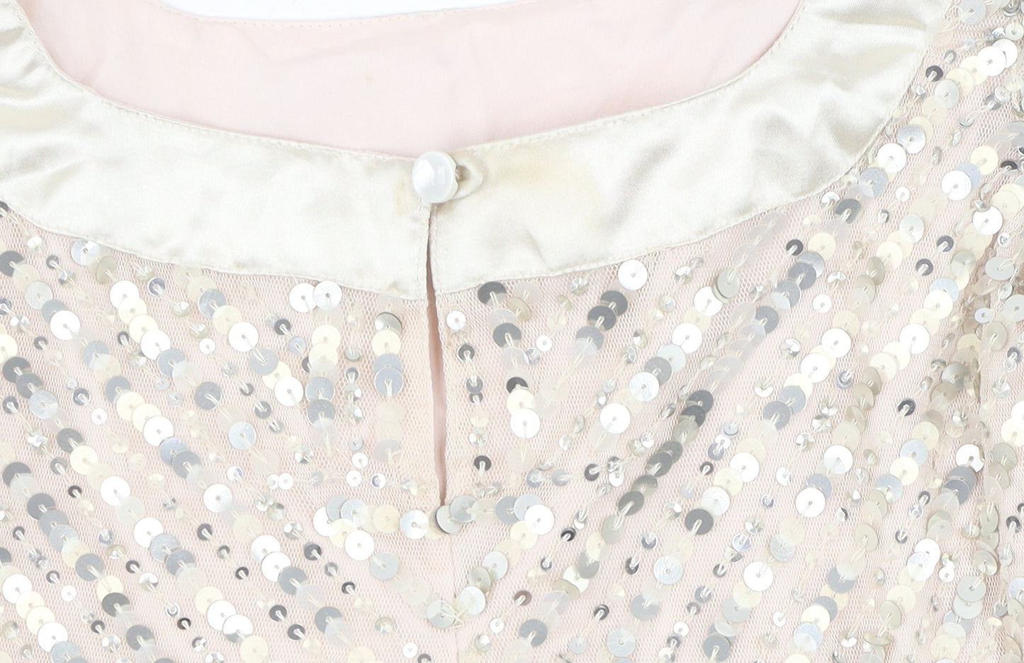 Monsoon Girls Beige Sequin A-Line Party Dress, Size 8-9
