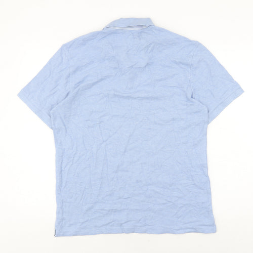Marks and Spencer Men's Blue Polo Shirt - Medium