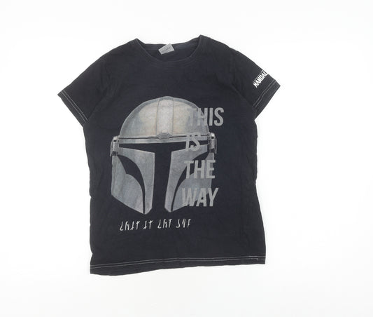 Star Wars Boys Black T-Shirt 11-12 Years Mandalorian Graphic