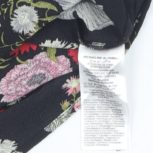 JACQUELINE de YONG Women's Black Floral Blouse Size 12