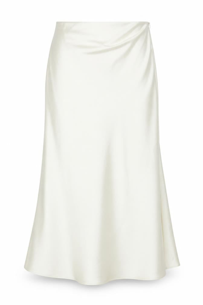 Front view of Zara Women's Ivory Zip Skirt XXL No Pattern