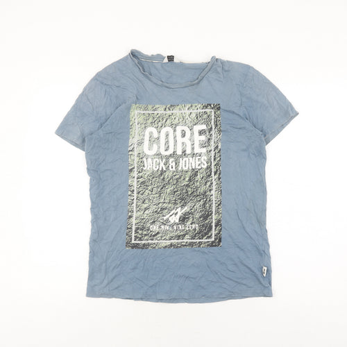Jack & Jones Men's Blue Graphic Print T-Shirt, M