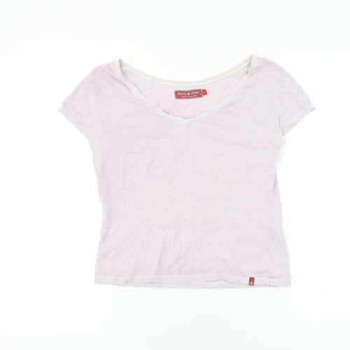 Women's White Stuff Pink T-Shirt Size 3 V-Neck Cotton