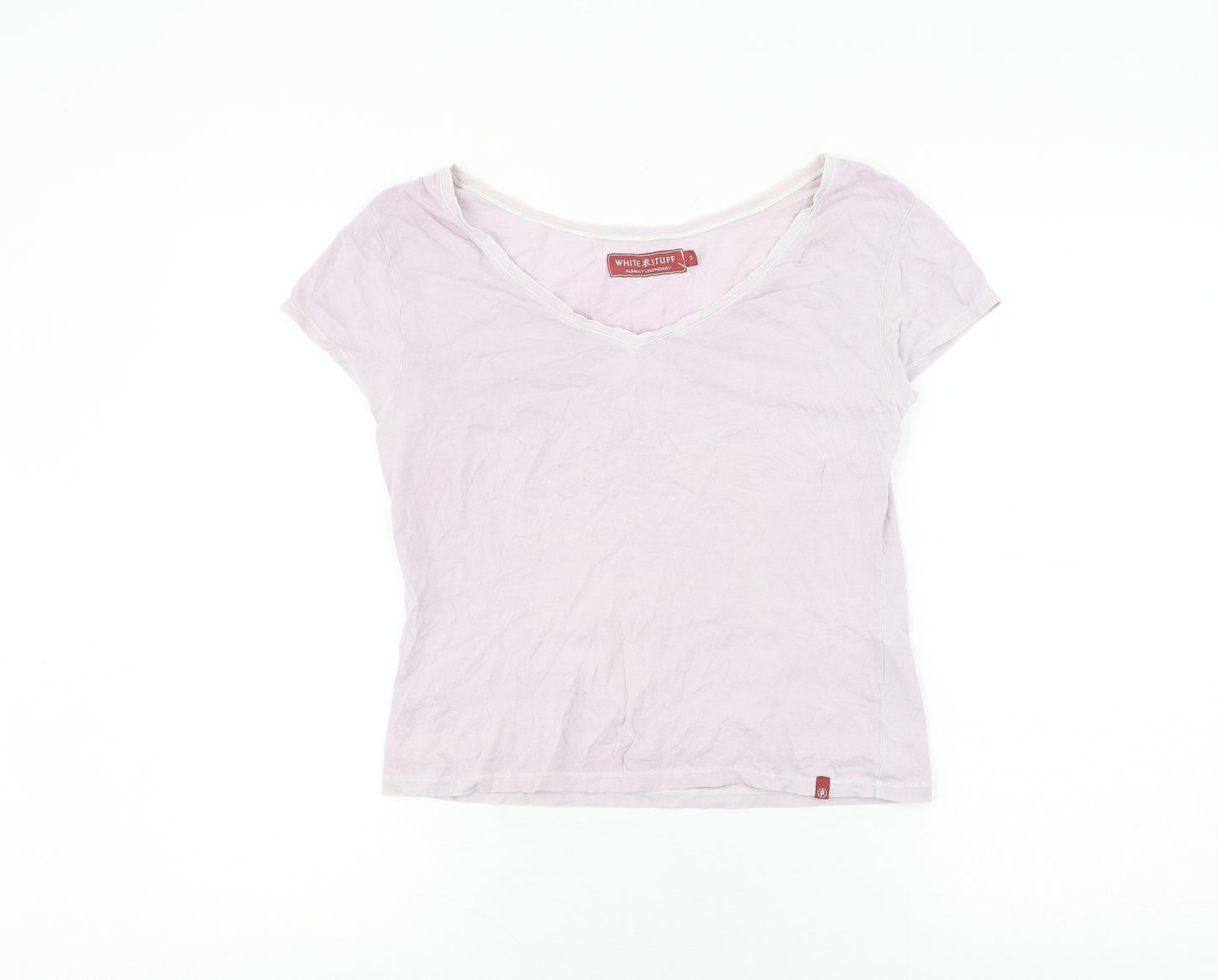 Women's White Stuff Pink T-Shirt Size 3 V-Neck Cotton