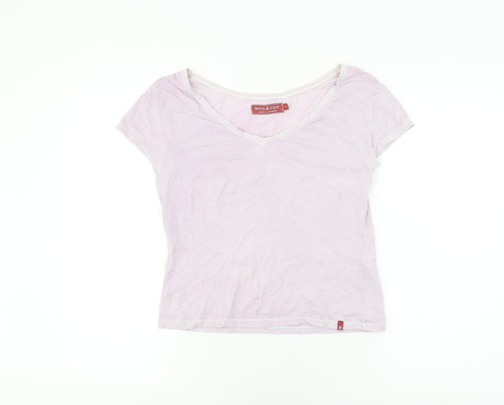 Women's White Stuff Pink T-Shirt Size 3 V-Neck Cotton
