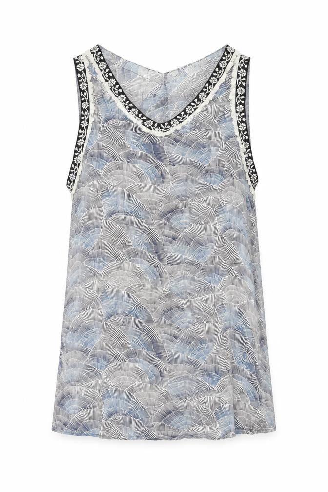 Pepe Jeans Women Blue Geometric Tank Camisole M