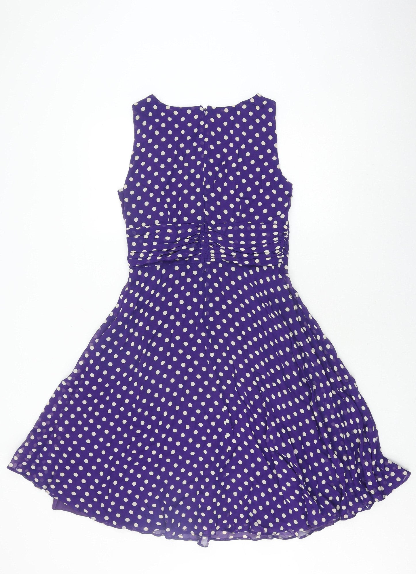 Wallis Petite Purple Polka Dot Fit & Flare Dress 12
