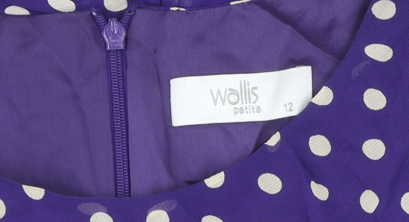 Wallis Petite Purple Polka Dot Fit & Flare Dress 12