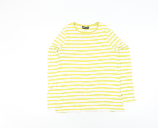 Marks and Spencer Women's Yellow Striped Pullover Jumper, Size 14