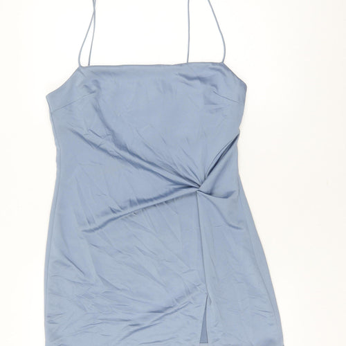 Topshop Women Blue Slip Dress Size 12 Sleeveless