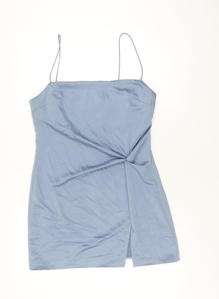 Topshop Women Blue Slip Dress Size 12 Sleeveless