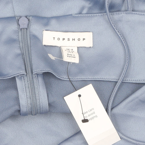 Topshop Women Blue Slip Dress Size 12 Sleeveless