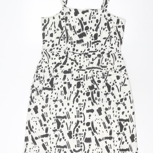 ASOS Women's Black White Animal Print Pinafore Dress UK 12