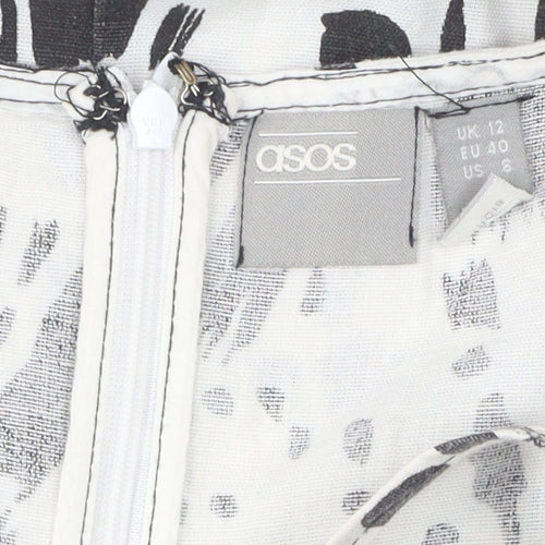ASOS Women's Black White Animal Print Pinafore Dress UK 12