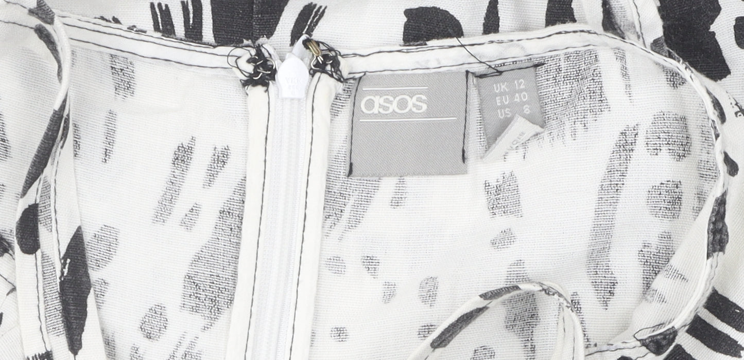 ASOS Women's Black White Animal Print Pinafore Dress UK 12